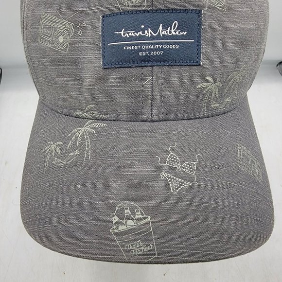 Travis Mathew Golf Adjustable Snapback Hat Cap Patch Gray All Over Graphic - Picture 5 of 9
